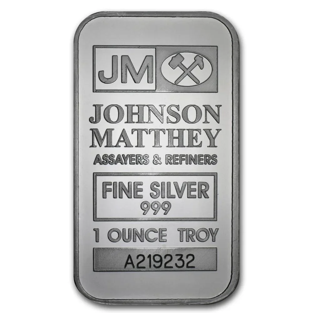 Uncirculated 1 oz Silver Bar - Johnson Matthey 4 consecutive numbers - Picture 1 of 2